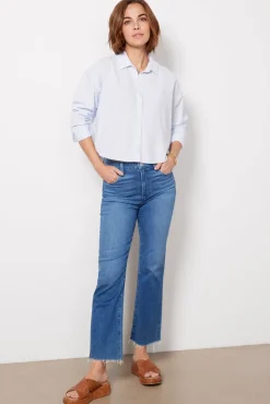 Tops & Tees<FAHERTY Stretch Oxford Crop Shirt Classicstripe