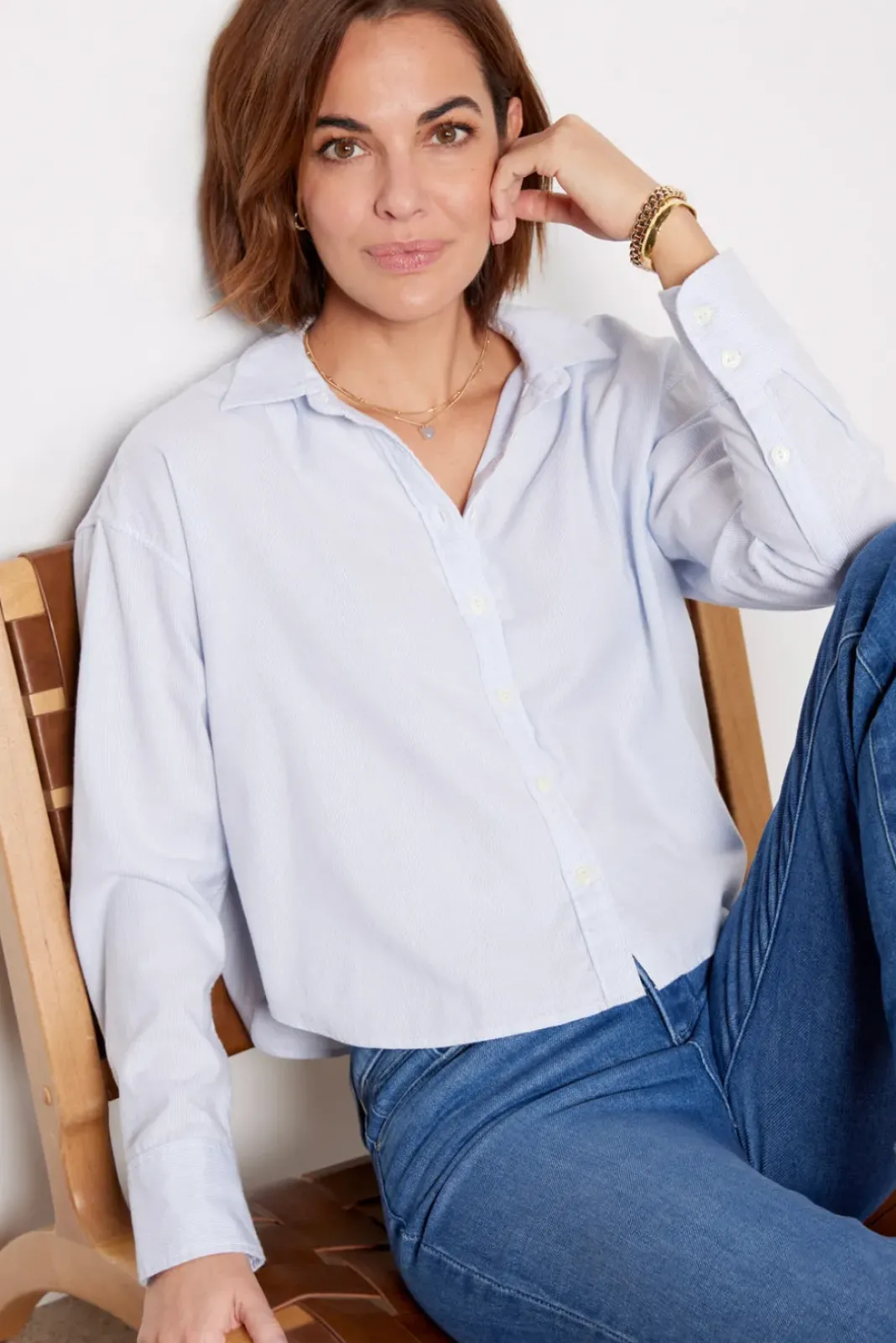 Tops & Tees<FAHERTY Stretch Oxford Crop Shirt Classicstripe