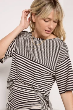 Tops & Tees<SUNDRY Stripe Boat Tee Black
