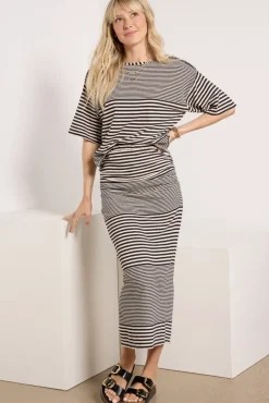 Tops & Tees<SUNDRY Stripe Boat Tee Black