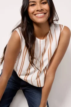 Tops & Tees<CLOTH AND STONE Stripe Button Back Top Toffeestripe