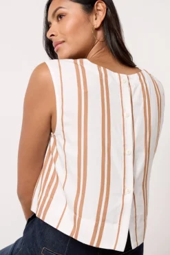 Tops & Tees<CLOTH AND STONE Stripe Button Back Top Toffeestripe