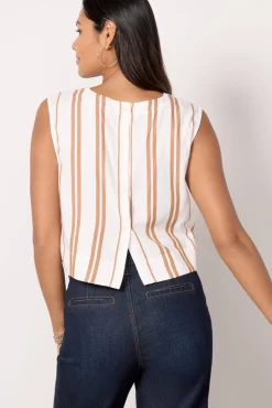 Tops & Tees<CLOTH AND STONE Stripe Button Back Top Toffeestripe