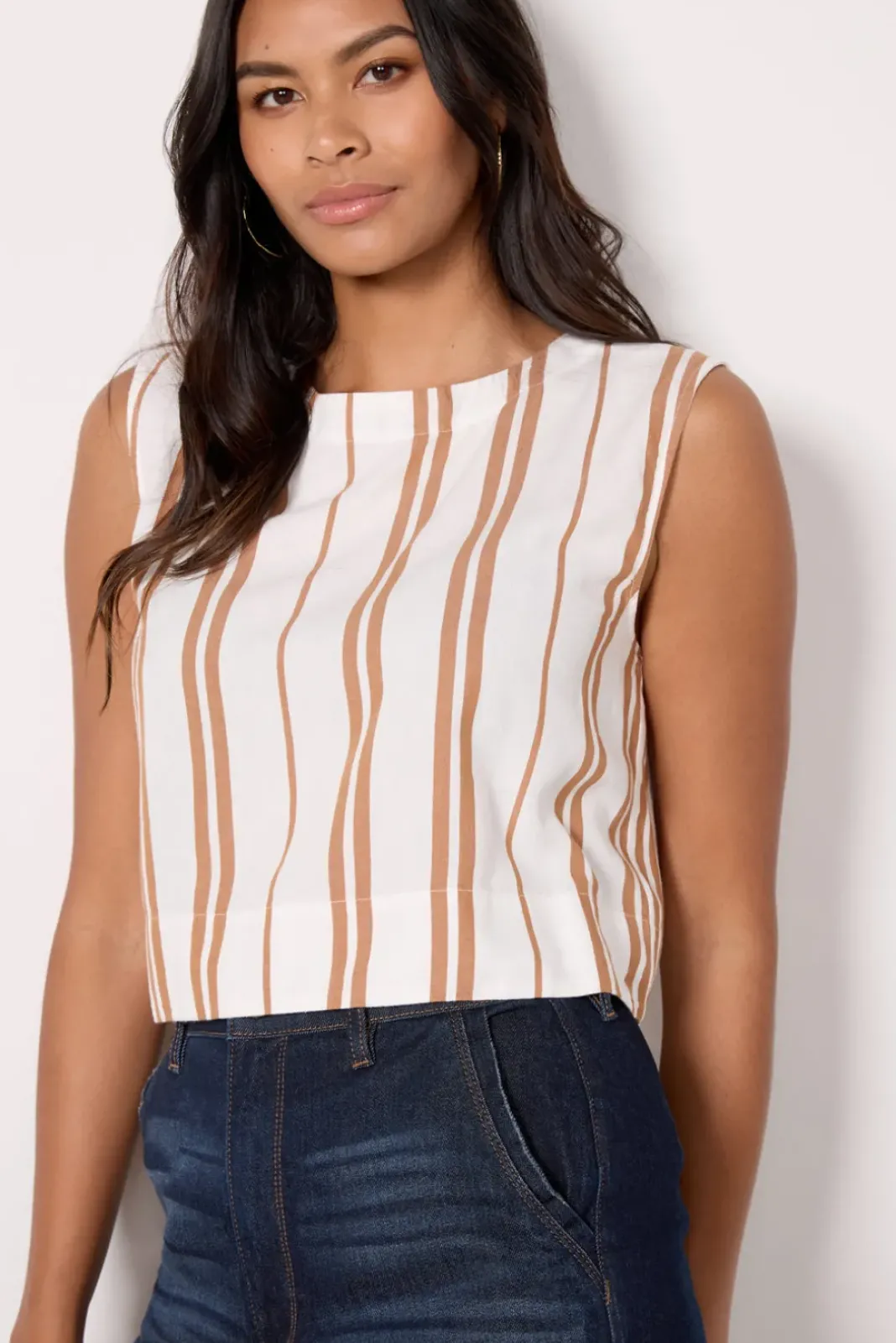 Tops & Tees<CLOTH AND STONE Stripe Button Back Top Toffeestripe