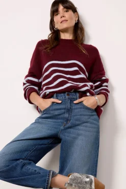 Sweaters<SUNDRY Stripe Pullover Bordeaux