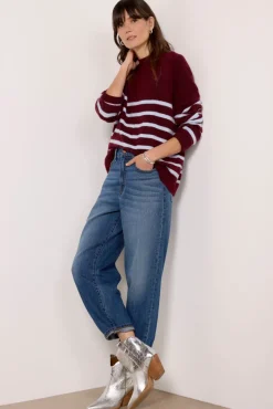 Sweaters<SUNDRY Stripe Pullover Bordeaux