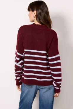 Sweaters<SUNDRY Stripe Pullover Bordeaux