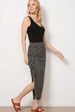 Skirts<LNA Striped Ribbed Maxi Skirt Black/White