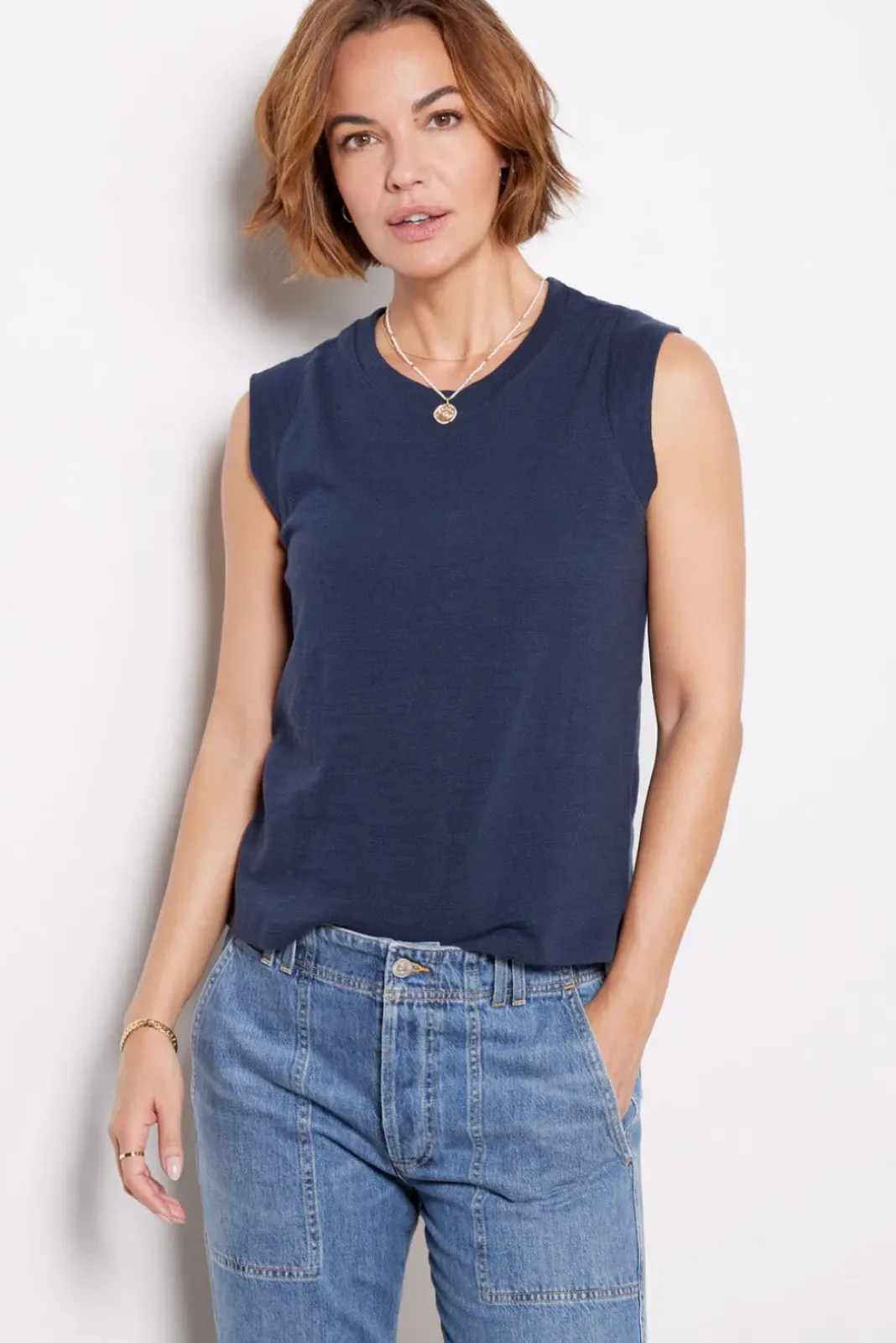 Tops & Tees<FAHERTY Sunwashed Slub Muscle Tank Navyblazer