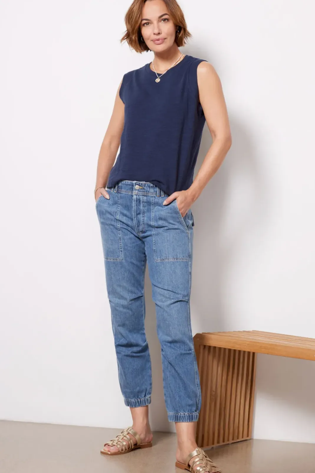 Tops & Tees<FAHERTY Sunwashed Slub Muscle Tank Navyblazer