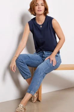 Tops & Tees<FAHERTY Sunwashed Slub Muscle Tank Navyblazer