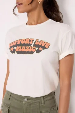 Tops & Tees<RETRO BRAND BLACK LABEL Support Live Music Antiquewhite