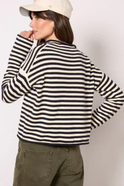Sweaters<ALEX MILL Taylor Cardigan Navy/Ivorystripe