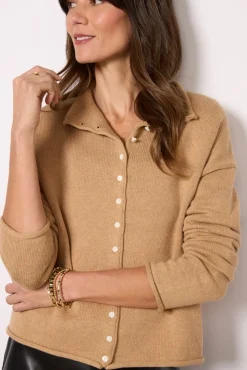 Sweaters<ALEX MILL Taylor Roll Neck Cardigan Camel