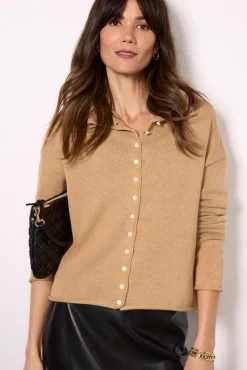 Sweaters<ALEX MILL Taylor Roll Neck Cardigan Camel
