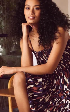 Dresses<EVEREVE Tessa Dress Blue/Brownprint