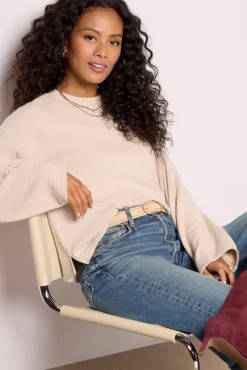 Tops & Tees<SANCTUARY Textured Ottoman Popover Frostedalmond