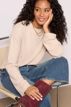 Tops & Tees<SANCTUARY Textured Ottoman Popover Frostedalmond