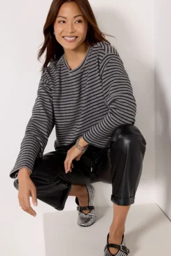 Tops & Tees<SANCTUARY Textured Ottoman Popover H.Grey/Blackstripe