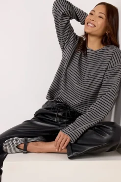 Tops & Tees<SANCTUARY Textured Ottoman Popover H.Grey/Blackstripe