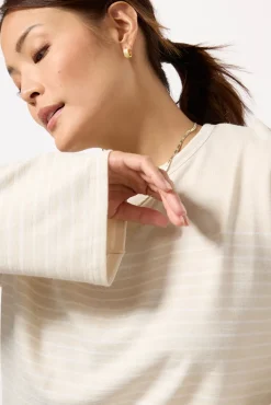Tops & Tees<RAG AND BONE The Knit Stripe Boxy Long Sleeve Ivorywht