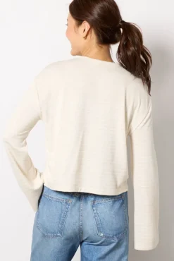 Tops & Tees<RAG AND BONE The Knit Stripe Boxy Long Sleeve Ivorywht