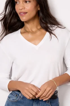 Tops & Tees<RAG AND BONE The Knit Vee LS White