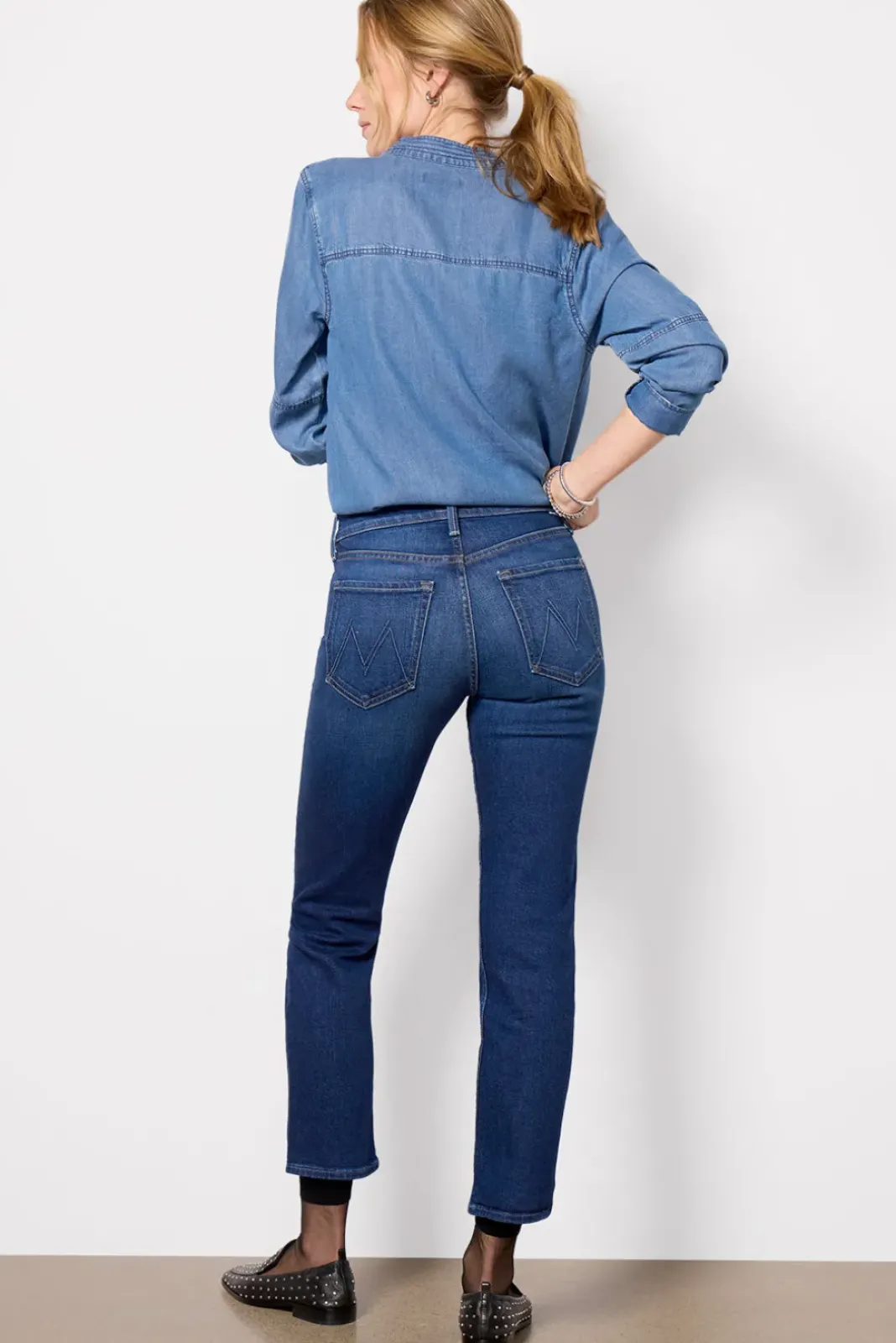 Jeans<MOTHER The MId Rise Rider Flood Tbk