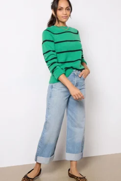 Sweaters<EVEREVE Thea Crew Pullover Evergreen/Navy
