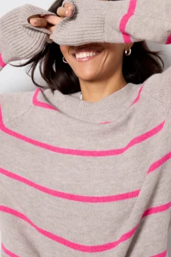 Sweaters<EVEREVE Thea Crew Pullover Grey/Pink