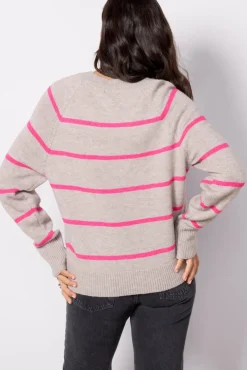 Sweaters<EVEREVE Thea Crew Pullover Grey/Pink
