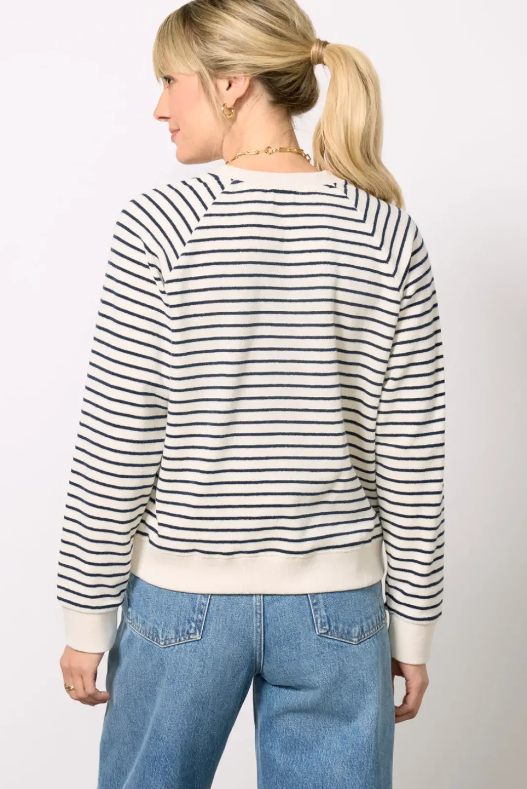 Matching Sets|Sweatshirts<RAILS Theron Sailor Stripe Terry Sweatshirt Cream/Navy