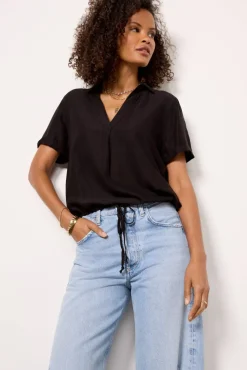 Tops & Tees<CLOTH AND STONE Tie Waist Shirt Black