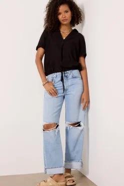 Tops & Tees<CLOTH AND STONE Tie Waist Shirt Black