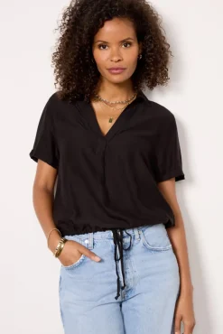 Tops & Tees<CLOTH AND STONE Tie Waist Shirt Black