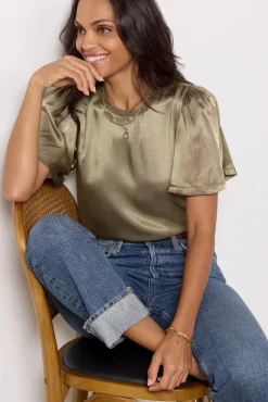 Tops & Tees<NATION LTD Toni Flutter Sleeve Tee Ivy