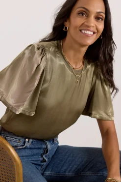 Tops & Tees<NATION LTD Toni Flutter Sleeve Tee Ivy