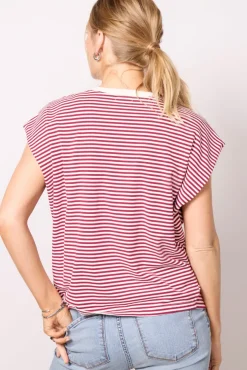 Tops & Tees<PISTOLA Trina Muscle Tee Sangriawhitestripe