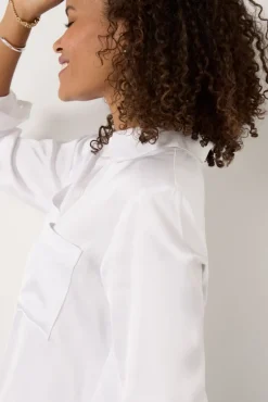 Tops & Tees<CLOTH AND STONE Two Pocket Satin Shirt White