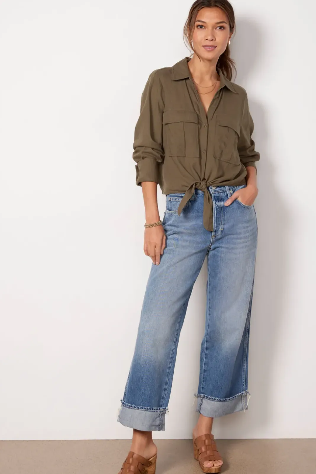 Tops & Tees<SANCTUARY Utility Pocket Shirt Burntolive
