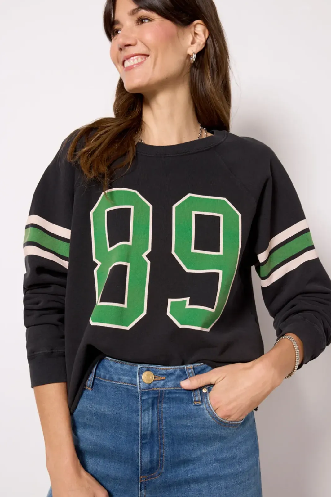 Tops & Tees<RETRO BRAND BLACK LABEL Varsity Sweatshirt Vbk