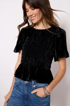 Tops & Tees<RAILS Velvet Rosie Top Crinkleblack