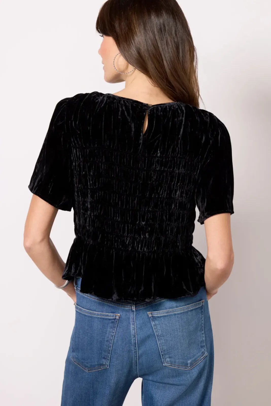 Tops & Tees<RAILS Velvet Rosie Top Crinkleblack