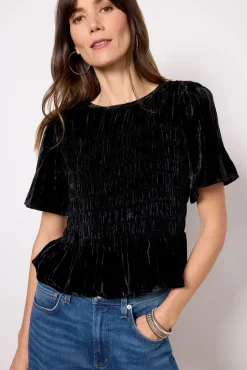 Tops & Tees<RAILS Velvet Rosie Top Crinkleblack