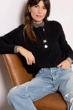 Sweaters<VARLEY Vera Button Neck Sweater Black