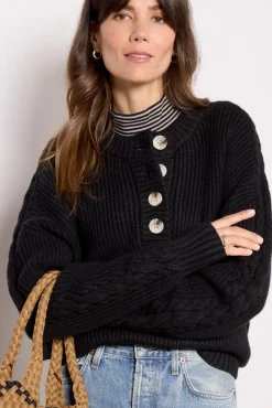 Sweaters<VARLEY Vera Button Neck Sweater Black