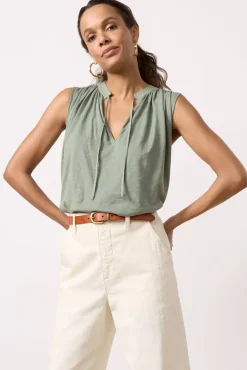 Tops & Tees<NATION LTD Via Tie Front Tank Seaspray