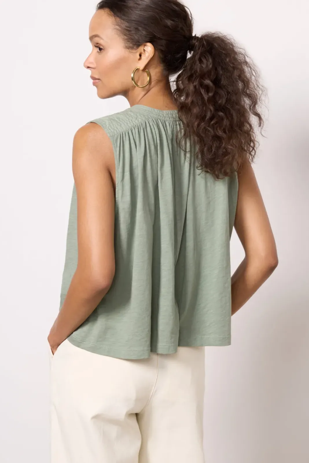 Tops & Tees<NATION LTD Via Tie Front Tank Seaspray