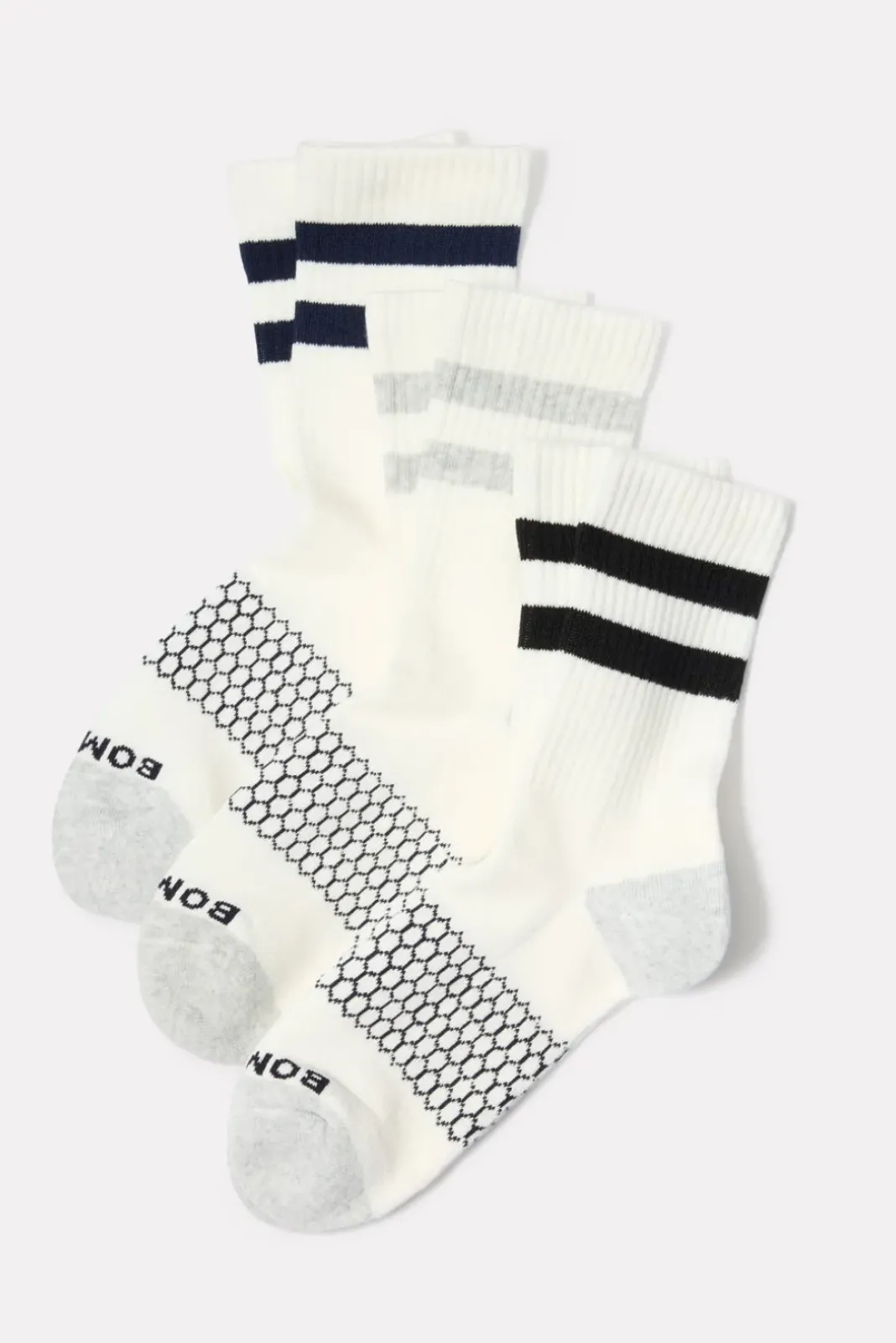 Socks<BOMBAS Vintage Stripe Half Calf Pack Softwhitemix