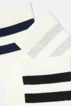 Socks<BOMBAS Vintage Stripe Half Calf Pack Softwhitemix